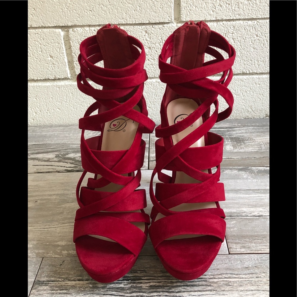 Sexy Red Strappy platform high heel - Picture 4 of 8